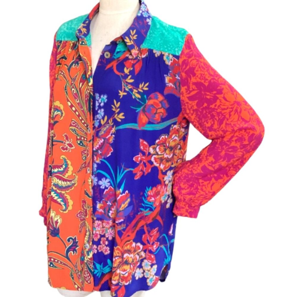 Soft Surroundings Hermosa Floral Embroidered Tunic Top Blouse Long Sleeve M 153P - Picture 5 of 9